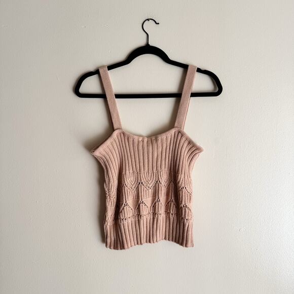Lulu's Tan Point for Me Pointelle Knit Sweater Tank Large NWT - Picture 7 of 8